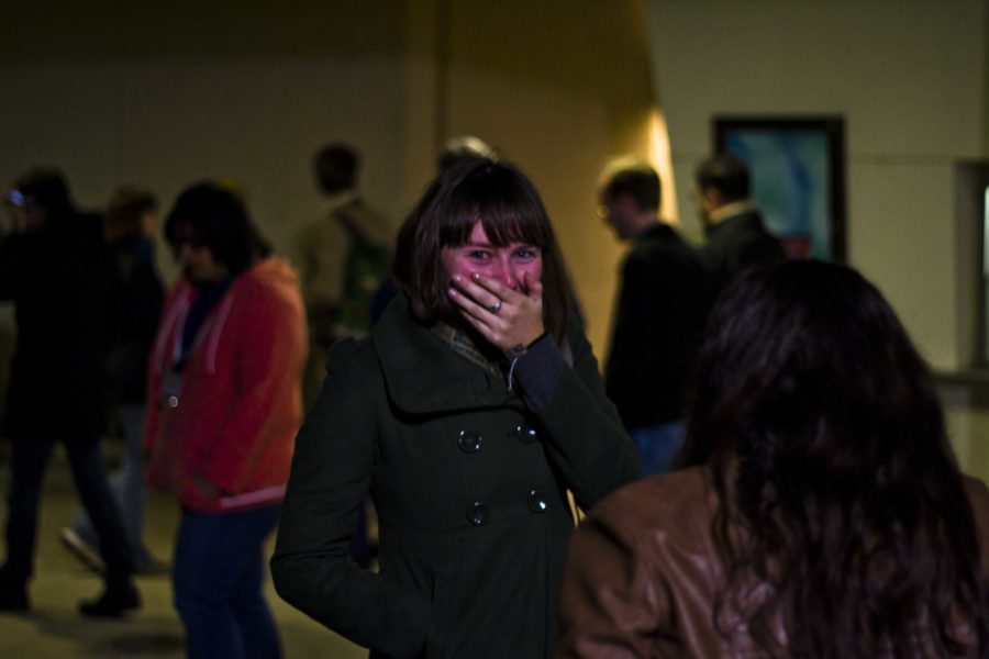 Paige Picard receives news that she passed into the semi-finals of the Irene Ryan Acting Scholarship outside the American River College Theater.