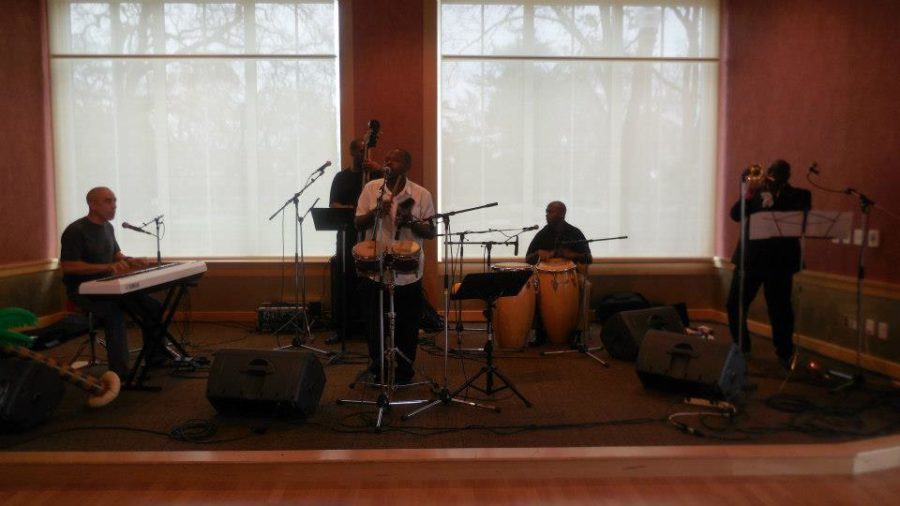 Carlitos Medrano, second from right, describes his contemporary Cuban sound “too hard to say in words - it’s easier for me to play it.” The band performed March 30  in SRJC’s Bertolini Student Center to rave reviews.