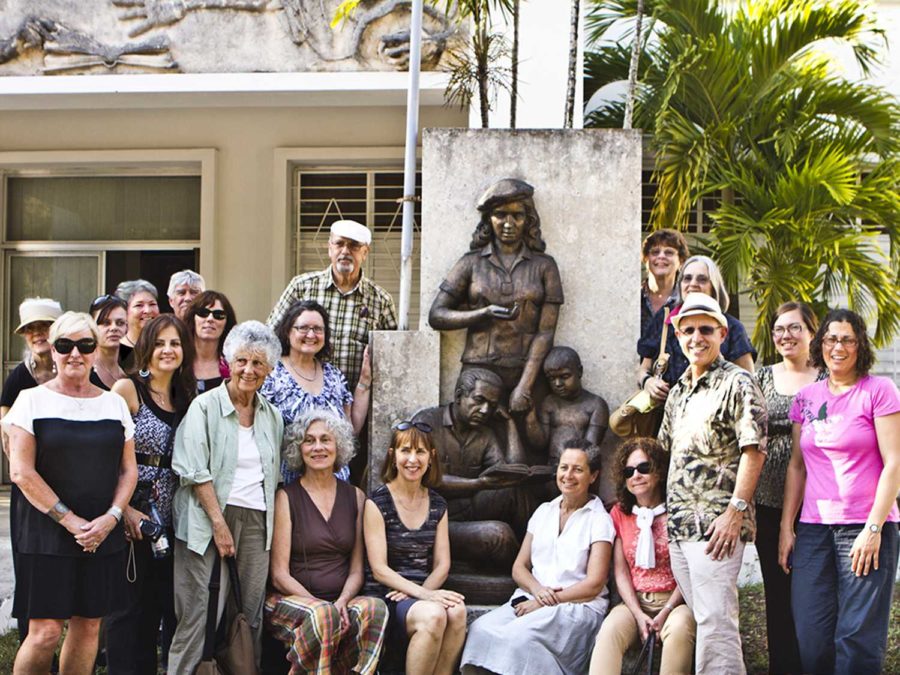 The Cuban Literacy Campaign was a national effort to raise the literacy rate of Cuban people. Here, SRJC ESL professor Gino Muzzatti and group members stand in front of the National Literacy Museum during spring break 2013. 