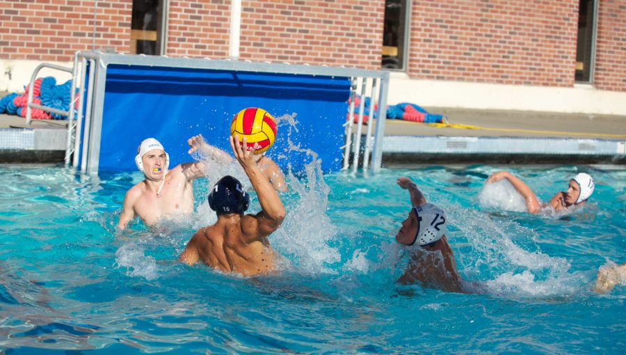 Santa Rosa Junior College men’s water polo rears up to shoot against conference opponent Modesto Oct. 9 at Quinn Aquatic Complex in Santa Rosa.