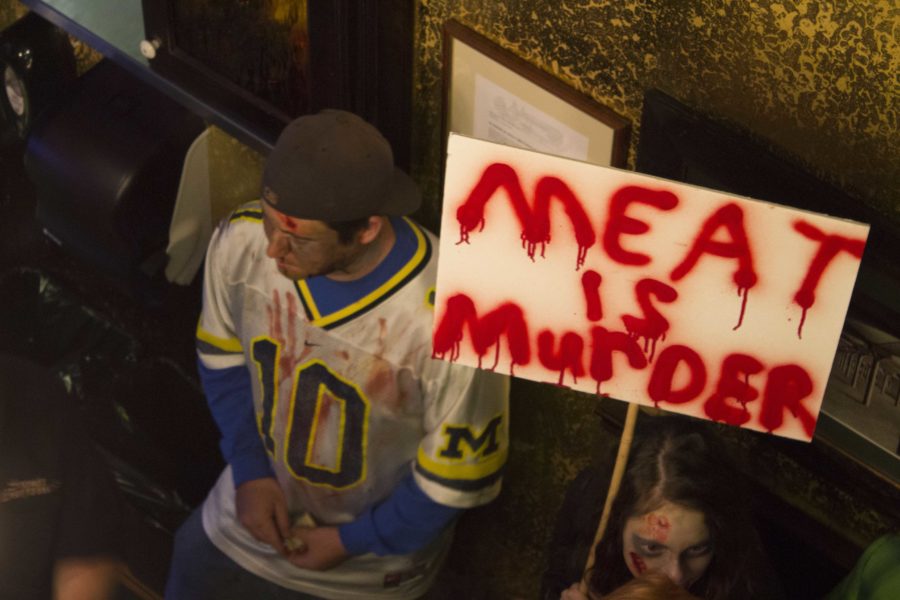 Zombies protest the consumption of meat and support Redwood Empire Food Bank at Stout Brothers Pub Oct. 25.
