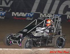 Chase Johnson competes for the Golden Driller in the Chili Bowl Nationals.