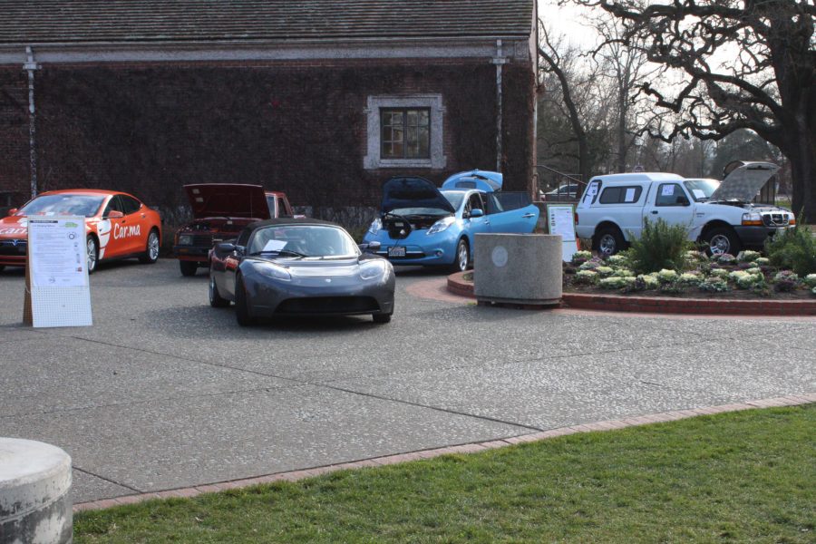 An electric car show (above) gives attendees a real life application of how renewable strategies are underway in the car
industry.