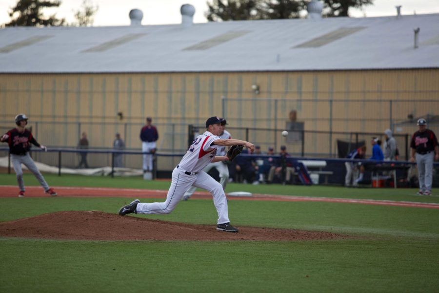 JJ Jamerson delivers shut-out pitching against Fresno City College Feb. 4 at Sypher Field in Santa Rosa.