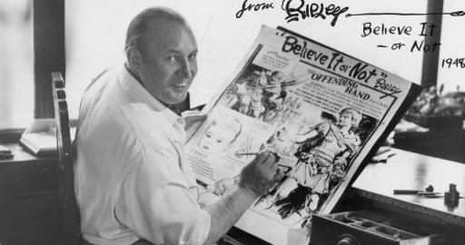 Robert Ripley hard at work at his drawing board, 1942. Entirely self-taught, Ripley sold his first cartoon to Life magazine in 1908.