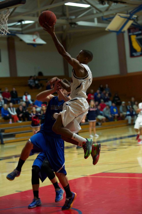 Santa Rosa Junior College guard Davone Oliver springs for a layup in a Jan. 31 game against Modesto Community College. The Bear Cubs won, 94-70.