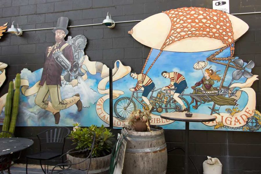 Atlas Coffee, SOFA residents’ favorite local, features a steampunk mural.