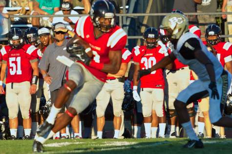 The SRJC Bear Cub defense executes a perfect example of gang tackling, crushing a would-be rushing attempt at Diablo Valley College Nov. 14 in Pleasant Hill