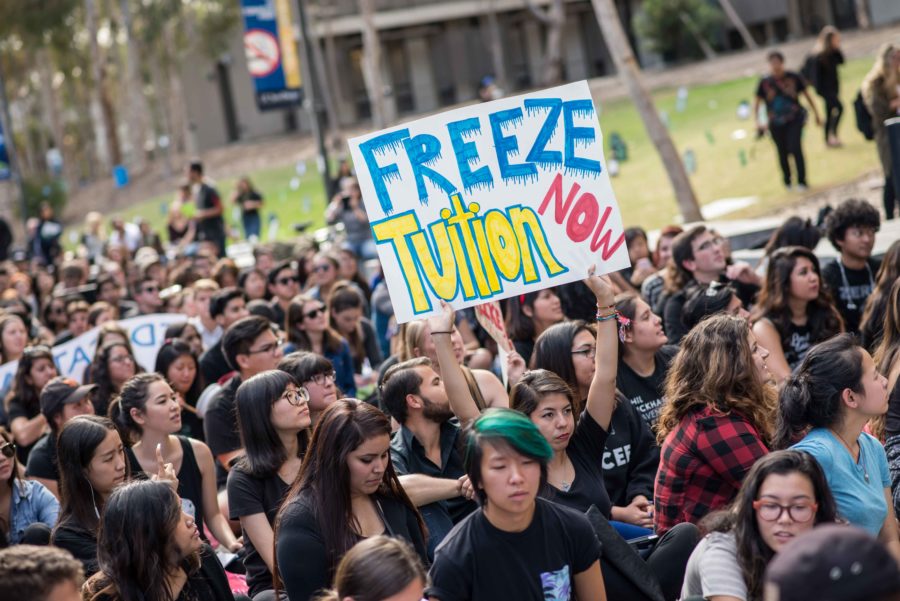 UC+students+protest+the+tuition+increases+proposed+by+UC+President+Janet+Napolitano+and+approved+by+the+UC+Board+Of+Regents.+The+plan+will+increase+UC+students%E2%80%99+tuition+5+percent+a+year+for+five+years.