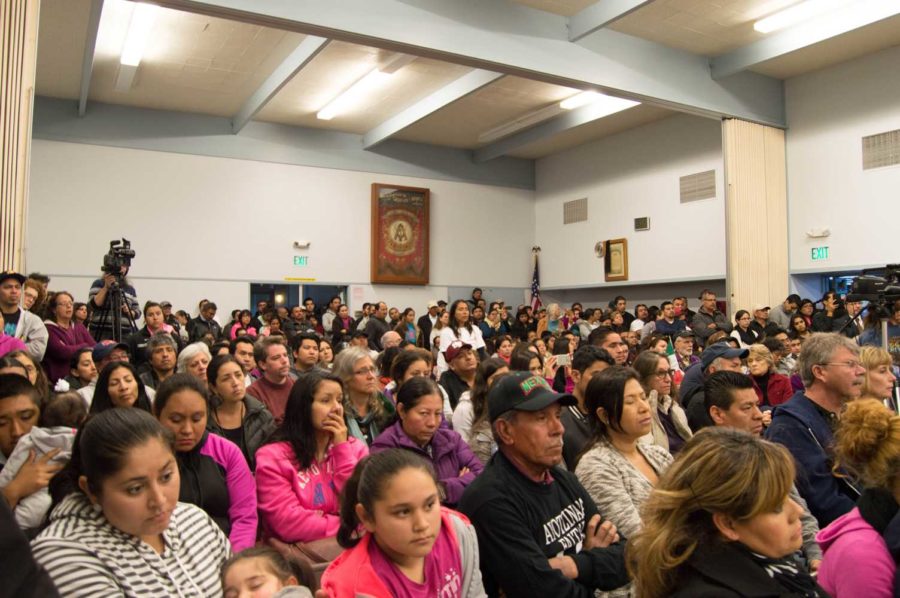 Santa Rosa residents gather to listen to friends and family of 43 missing students from Ayotzinapa, Mexico, April 7 at Carpenters Hall, Santa Rosa