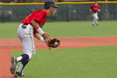 Jake Hedrick scoops up a soft hit down the third baseline against Sierra College April 24 at Sypher Field.