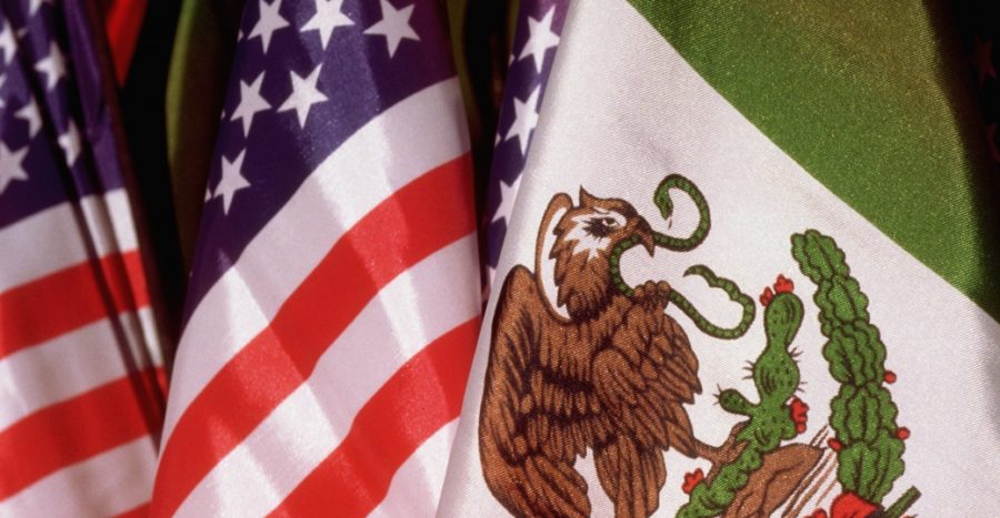 A combination of Mexican and American flags representing Mexican-American students.