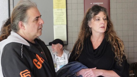 Ingridt Linde and Mark Chole outside the courtroom after the sentencing.