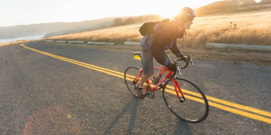 Bike riders utilize access to California’s highways for transportation and exercise in an eco-friendly fashion. 