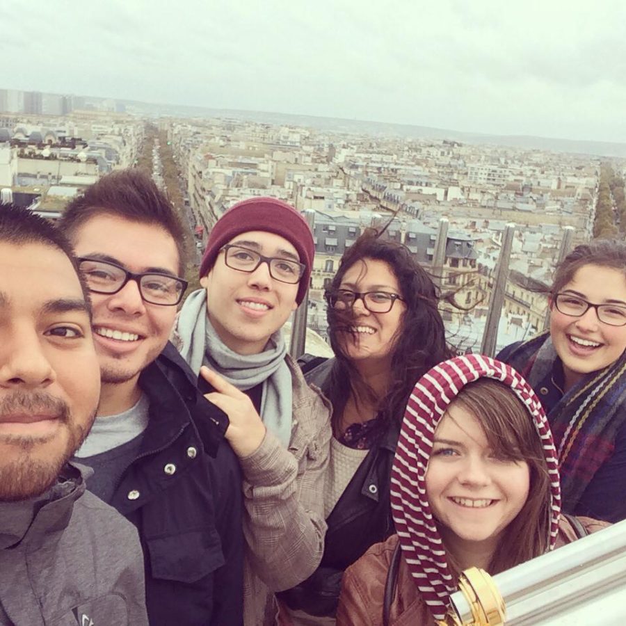 Eduardo Arango and other students on top of the Arc de Triomphe in Paris, France from last semester’s study abroad trip.   