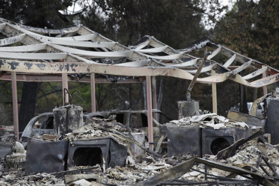 Valley fire leaves Middletown Calif. with utter destruction after tornado of fire blew through the town on the evening of Sept. 12. Residents reported having to flee the fire as the surrounding mountains were ablaze. The Red Cross has set up a shelter at the Napa County Fairgrounds in Calistoga, Calif.