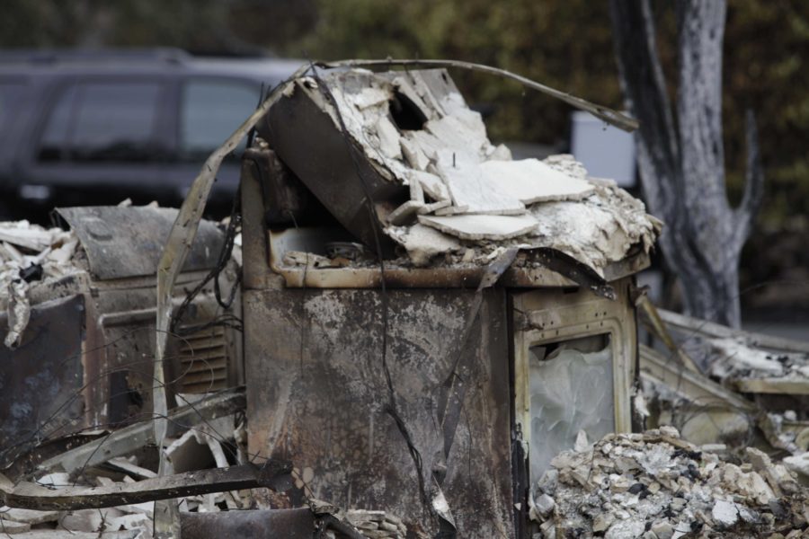 Valley fire leaves Middletown Calif. with utter destruction after tornado of fire blew through the town on the evening of Sept. 12. Residents reported having to flee the fire as the surrounding mountains were ablaze. The Red Cross has set up a shelter at the Napa County Fairgrounds in Calistoga, Calif.