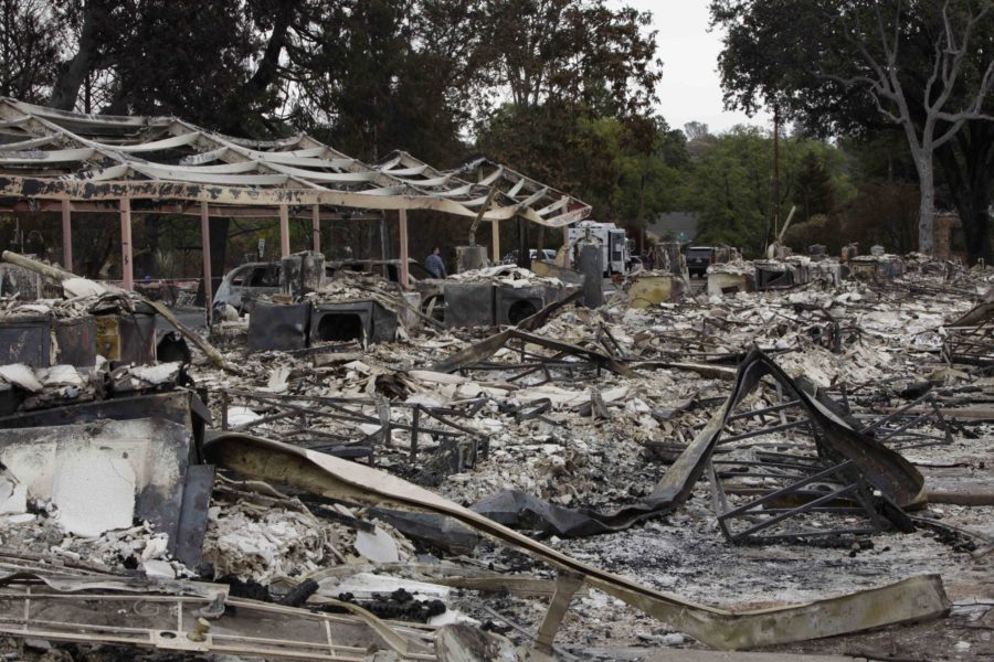 Valley fire leaves Middletown Calif. with utter destruction after tornado of fire blew through the town on the evening of Sept. 12. Residents reported having to flee the fire as the surrounding mountains were ablaze. The Red Cross has set up a shelter at the Napa County Fairgrounds in Calistoga, Calif.