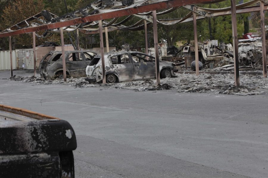 Valley fire leaves Middletown Calif. with utter destruction after tornado of fire blew through the town on the evening of Sept. 12. Residents reported having to flee the fire as the surrounding mountains were ablaze. The Red Cross has set up a shelter at the Napa County Fairgrounds in Calistoga, Calif.