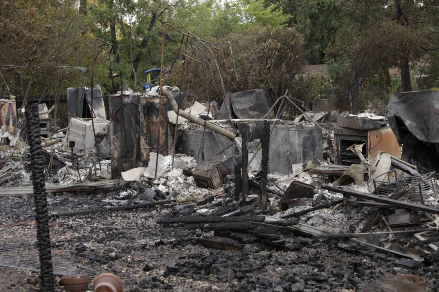 Valley fire leaves Middletown Calif. with utter destruction after tornado of fire blew through the town on the evening of Sept. 12. Residents reported having to flee the fire as the surrounding mountains were ablaze. The Red Cross has set up a shelter at the Napa County Fairgrounds in Calistoga, Calif.