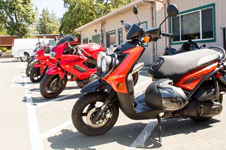 Students who ride motorcycles have designated parking spots on campus where parking is readily available.