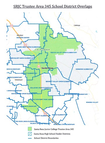 Map of SRJC district areas. Photo courtesy of Sonoma Gazette.