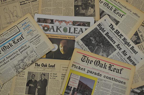 Fragile Oakleaf papers ranging from the 50s to the current date, waiting to be digitized to preserve Oak Leaf and SRJC history. 