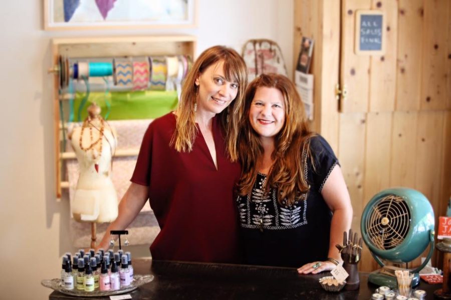 Molly Perez and Jamie Jean pose in JaM JAr, an artsy boutique they co-own in the SOFA district of Santa Rosa.