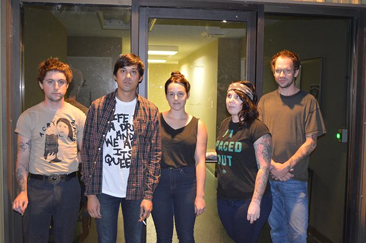 The current members of  Santa Rosa band The Down House takes a break  outside of their rehearsal room at Manzantia Studios where they meet twice a week to rehearse for upcoming shows.