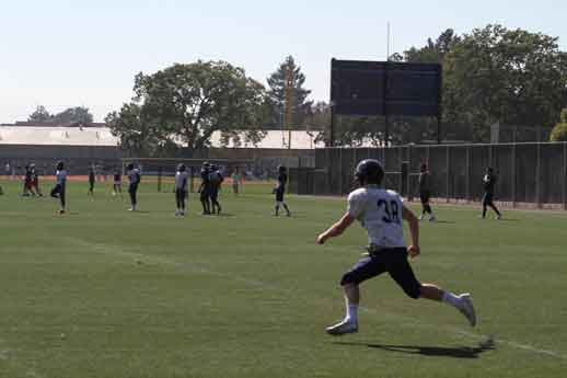 Bear Cubs wide receiver Ben Putnam leads the wide outs during during a recent workout at Santa Rosa Junior College's.
