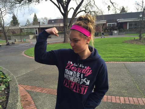 I love feeling and being strong,” says Gigi Disidoro as she flexes on campus in between classes at SRJC.
