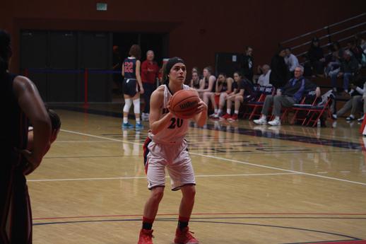 Bears Cubs sophomore point guard Kerianne Noonan attempts the free throw against American River College Jan. 29 in a nail-biting victory at SRJC’s Haehl Pavillion. 