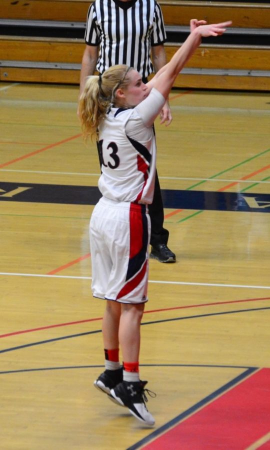 Sophomore guard Jenna Dunbar attempts a free throw in a game against West Hills College Lemoore. 