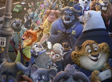 Judy Hopps (Ginnifer Goodwin) and Nick Wilde (Jason Bateman) star with a menagerie of colorful characters in Disneys Zootopia.