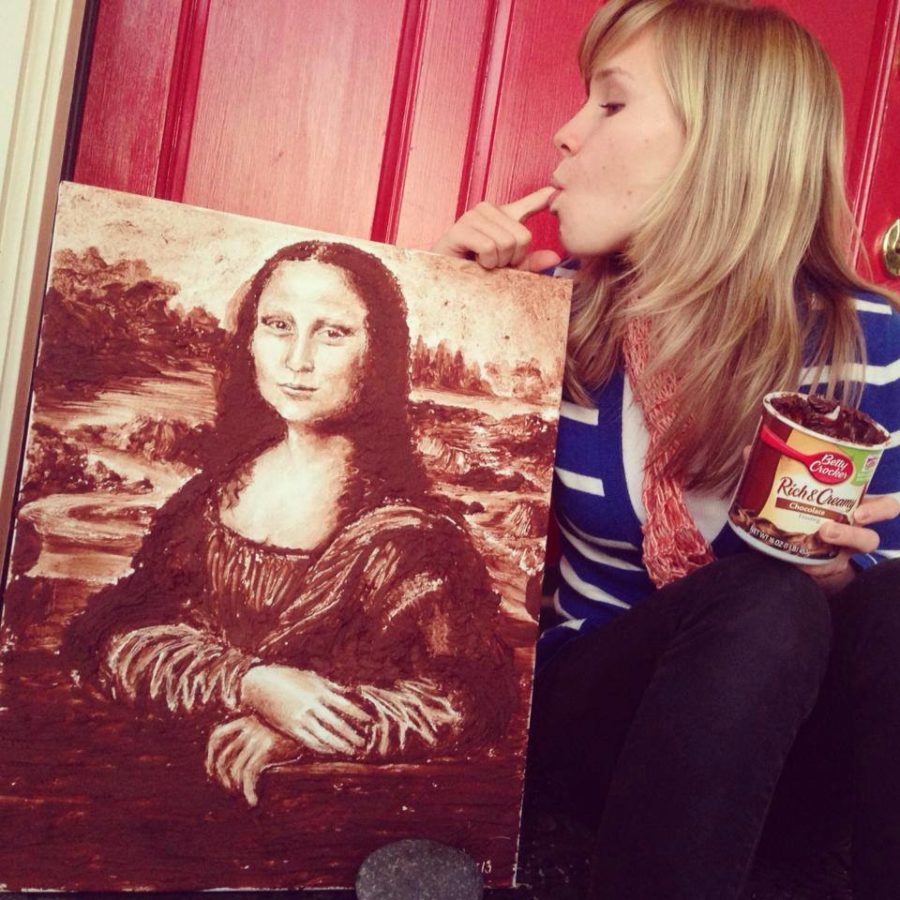Bailey Farren’s most recognizable piece is her “Choco-Lisa,” fingerpainted entirely with frosting