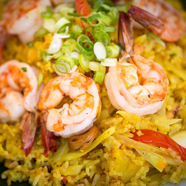 Pineapple and prawn fried rice with tumeric and tomato is the perfect combination of salty and sweet and exemplifies the unique taste and beautiful plates at Sea Thai Bistro.