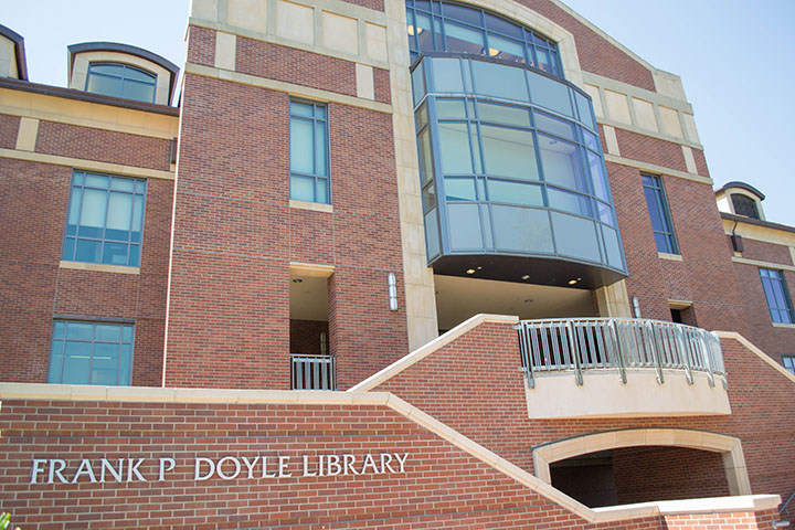 Students can rent textbooks and receive free tutoring at the Frank P. Doyle Library.