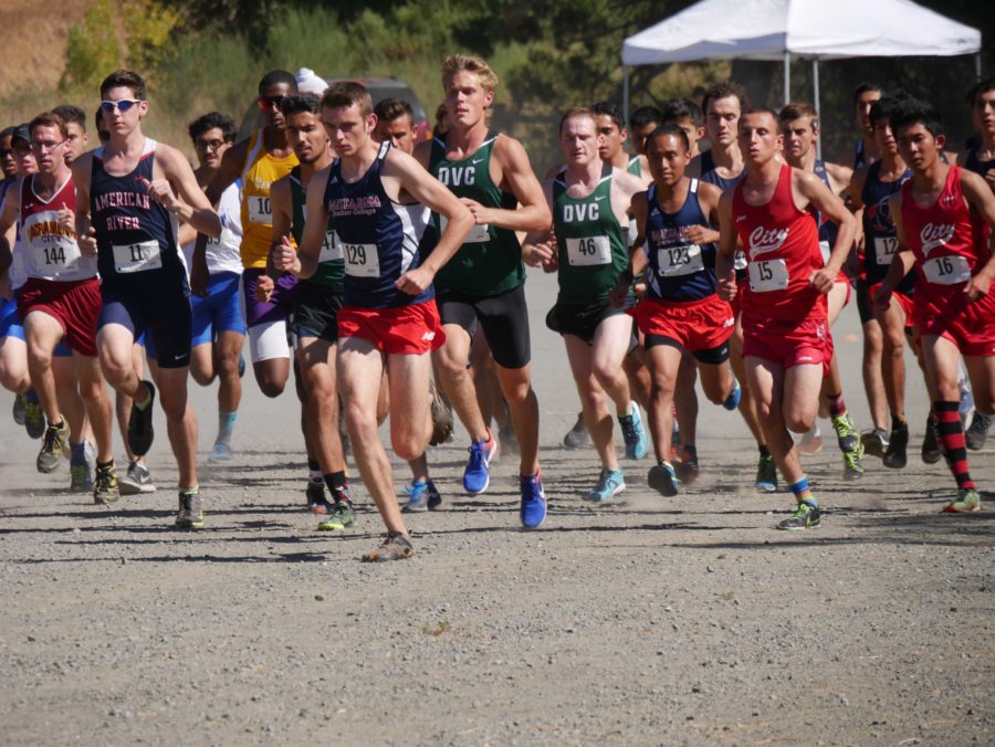 SRJC mens cross country team get out to a fast start at beginning of the race on Fri. 16