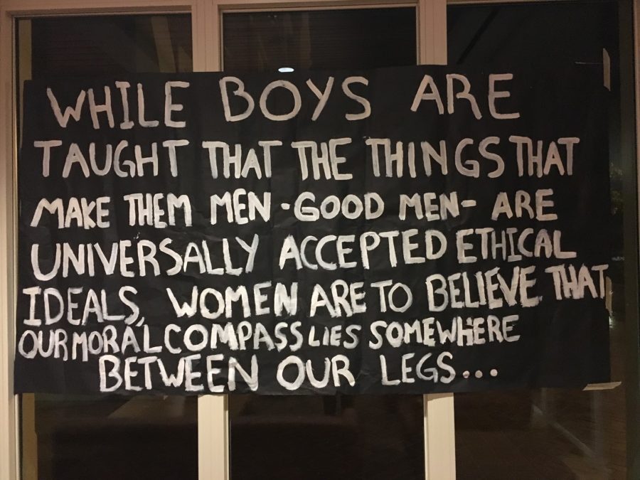 The Feminists United Club created a poster on negative social perceptions of gender for their Take Back the Night event on Oct. 25.