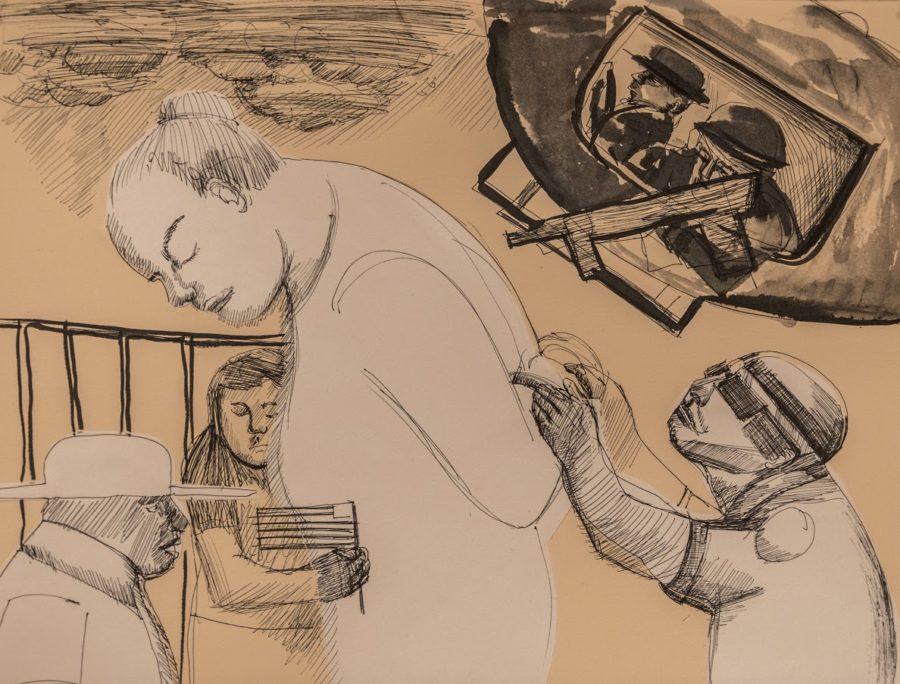 de Los Angeles' boldly colored artwork brings awareness to situations many immigrants experience.