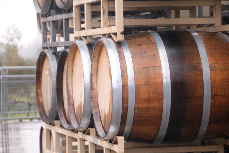 Wine barrels at SRJCs Shone Farm ready to be filled