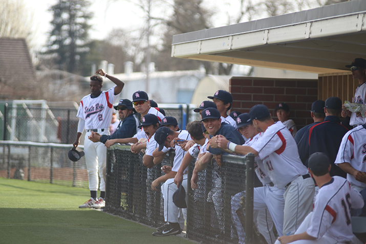 The+Bear+Cubs+look+on+during+their+13-8+victory+over+Reedley+College+on+Cinco+de+Mayo.