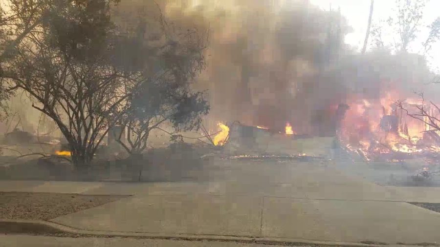 Footage from across Santa Rosa of the fire still in progress