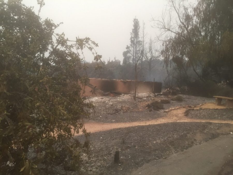 The charred remains of SRJC adjunct instructor, Ty Benoit's home, in the Wikiup area of Santa Rosa.