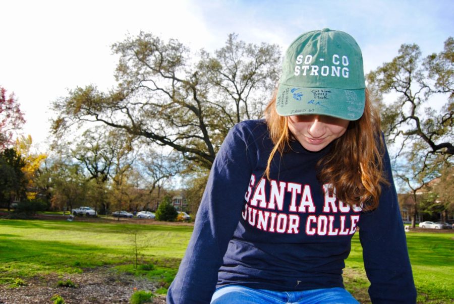 Anamaria Morales displaying her "SO-CO STRONG" hat.