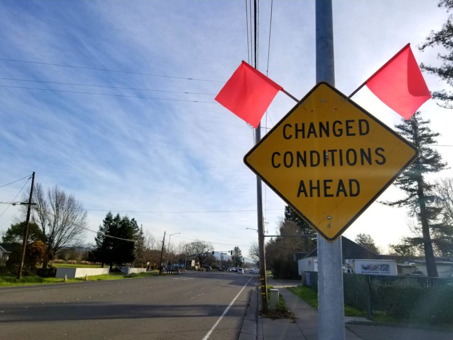 A street sign located on Sebastopol Road in Southwest Santa Rosa informs residents of upcoming changes to the areas infrastructure.