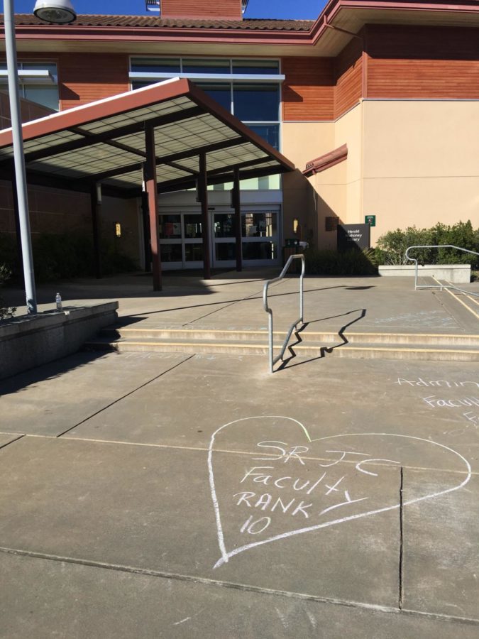 Faculty members voice concern in chalk over the salary negotiations with the District.