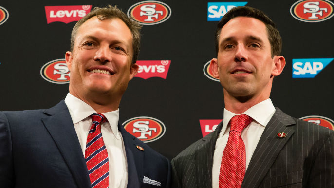 San+Francisco+49ers+General+manager+John+Lynch+and+Head+coach+Kyle+Shanahan.