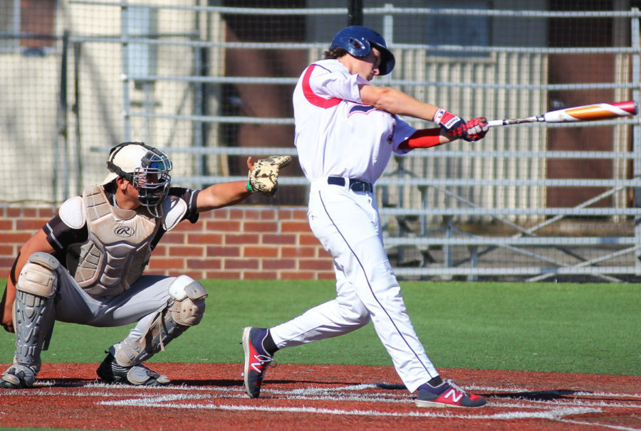 Sophomore Ben Sanderson goes up to bat against Diablo Valley College on March 27.