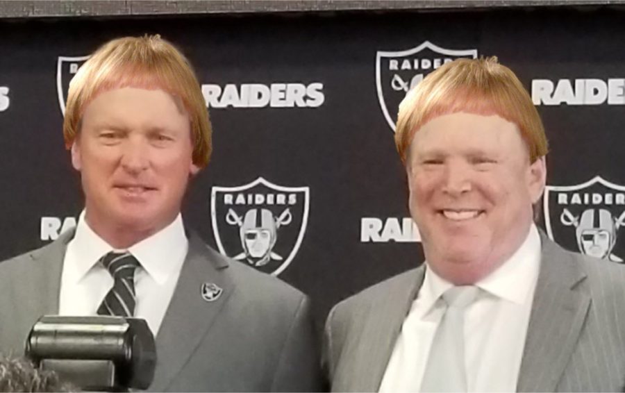 Head+coach+Jon+Gruden+and+Raiders+owner+Marc+Davis+hope+to+find+gems+in+the+2018+draft.